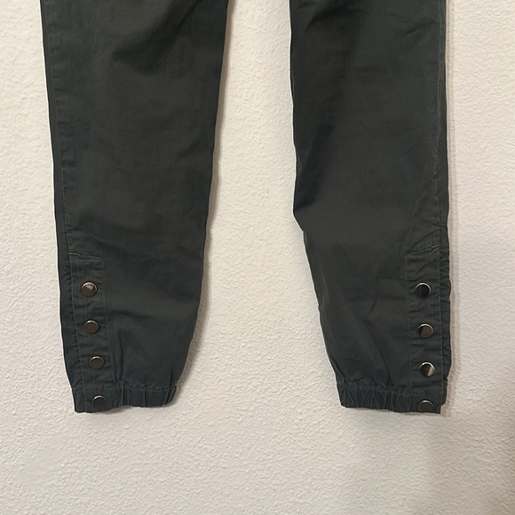 Veronica Beard Tedi Tapered High Rise Button Fly/ Paperbag Jeans in Army Green - Picture 10 of 14